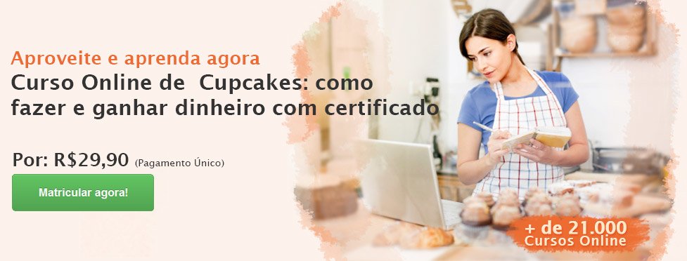 Curso online de Cupcake: Como fazer e ganhar dinheiro